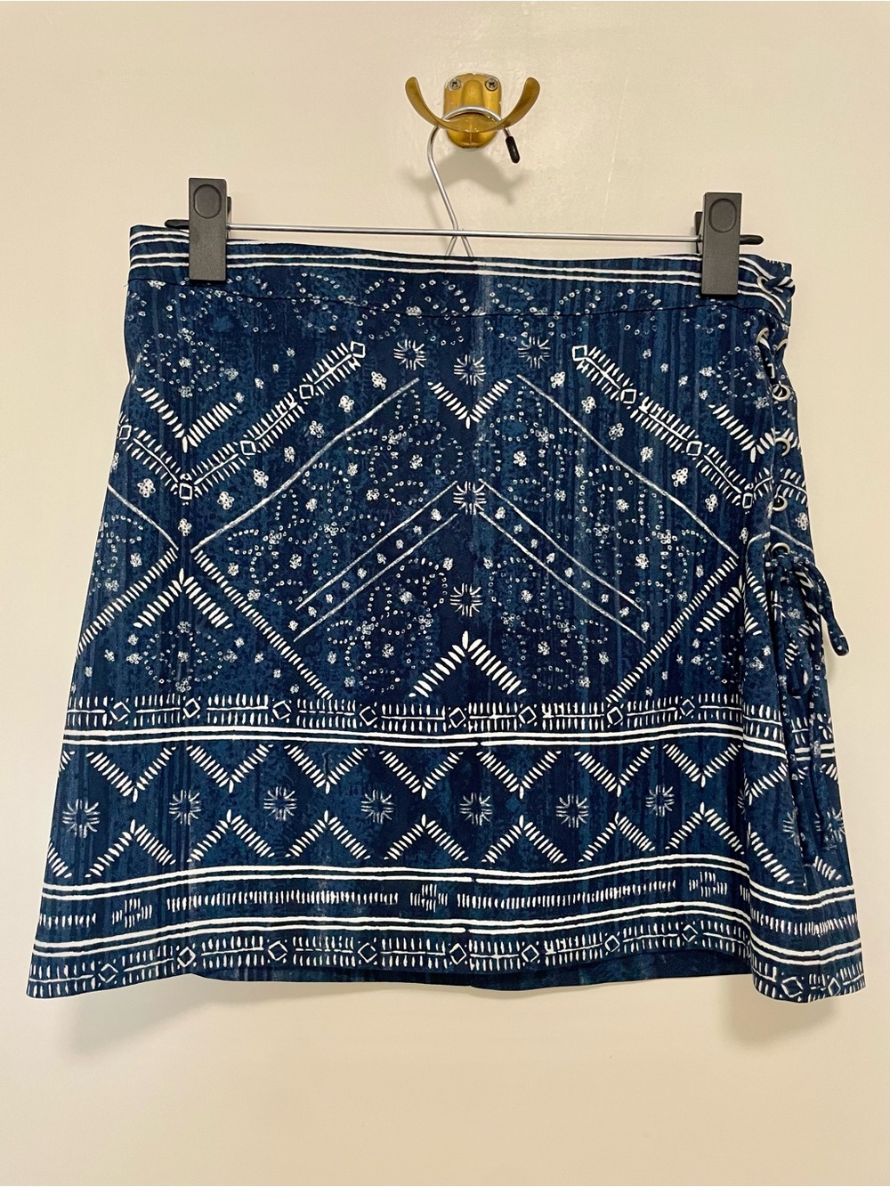 Abercrombie & Fitch Navy Blue Printed Wrap Skirt
